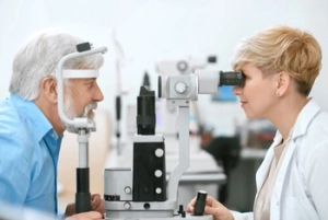 during an eye consultation during an eye consultation